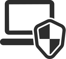 tietokone ja kilpi kuvake