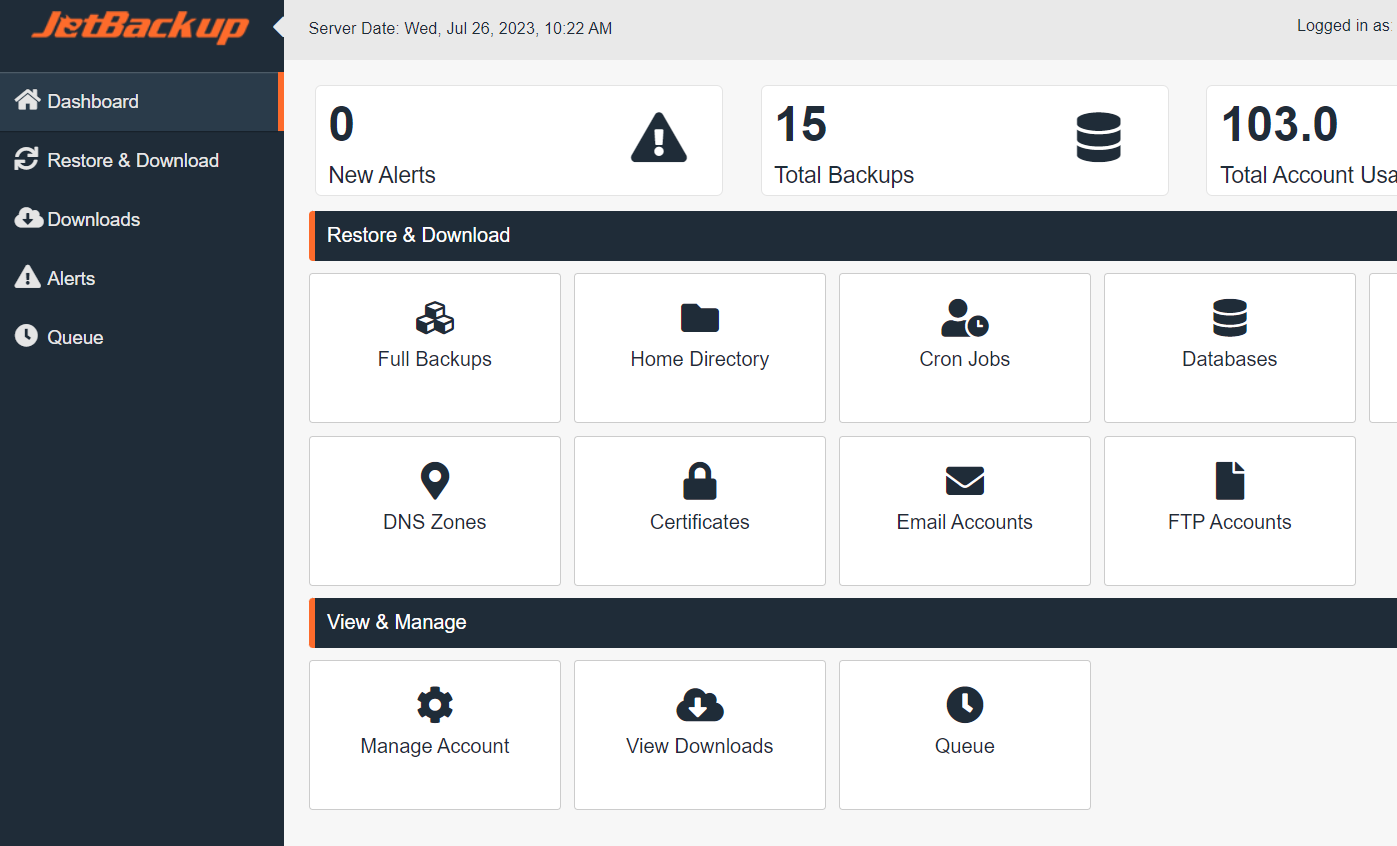louhi_jetbackup_dashboard JetBackup Dashboard